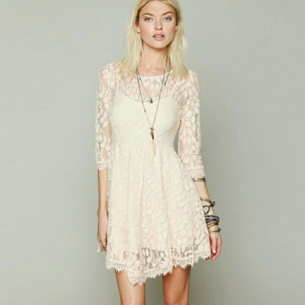 NWOT Free People floral mesh lace dress size 4